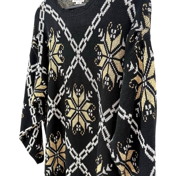 NutCracker Vintage 90s Super Sparkly Gold Silver Christmas Sweater Shirt Top - Picture 5 of 8